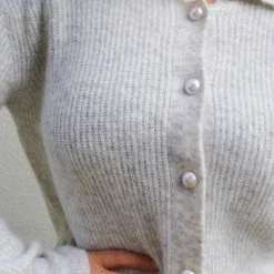 Just Female Rebelo Collar Light Grey Melange Cardigan