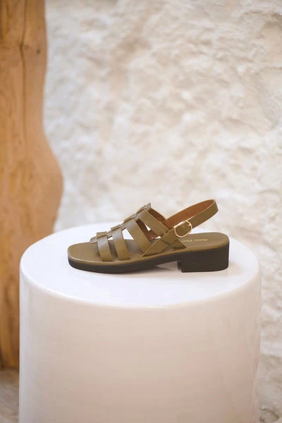 Anne Thomas Pre Vente - Jérusalem Sandals Calf Kaki 4 Anne Thomas Pre Vente - Jérusalem Sandals Calf Kaki