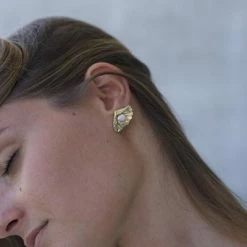 Anne Thomas Gold Oyster Boucles Doreilles Earrings