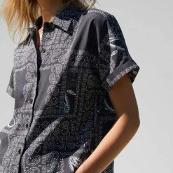 Just Female Black Paisley Print Maid Shirt