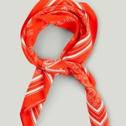 Just Female Red Silk Paisley Scarf