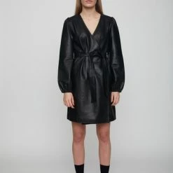 Just Female Marley Leather Dress Black