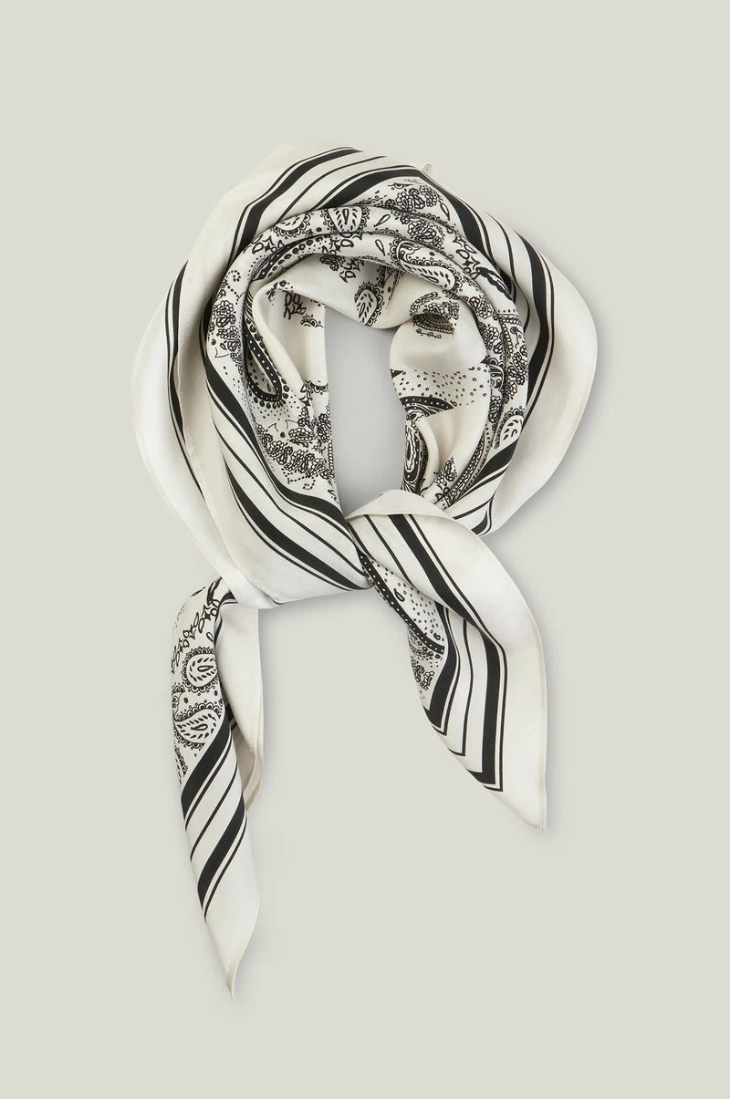 Just Female White Silk Paisley Scarf 3 Just Female White Silk Paisley Scarf