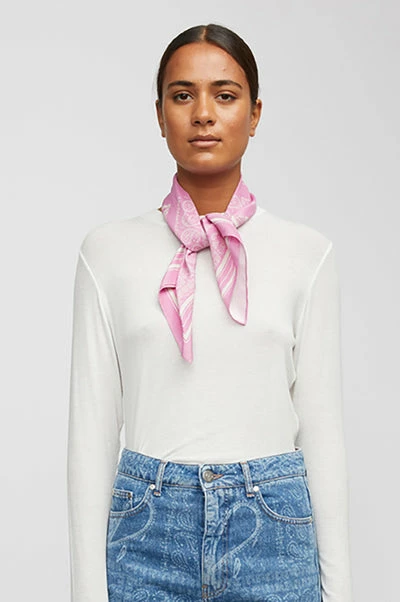 Just Female Pink Silk Paisley Scarf 4 Just Female Pink Silk Paisley Scarf