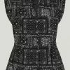 Just Female Miracle Vest Black Paisley Art