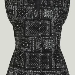 Just Female Miracle Vest Black Paisley Art
