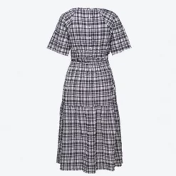 Just Female Blue Check Hamilton Cut-Out Dress